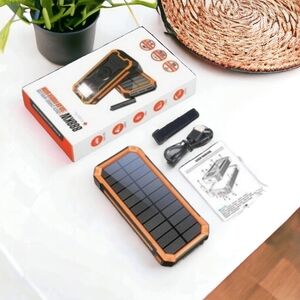20 W universal solar power bank with outlet charging option emergency charger